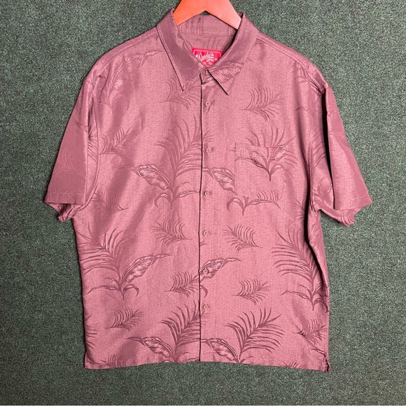 Woody's Retro Lounge Mens Button Down Shirt Hawaiian Tropical Brown XXL - Picture 4 of 5